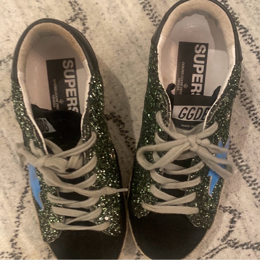 Golden Goose Glitter Sneakers - Black, Green, and Blue - Picture 2 of 3